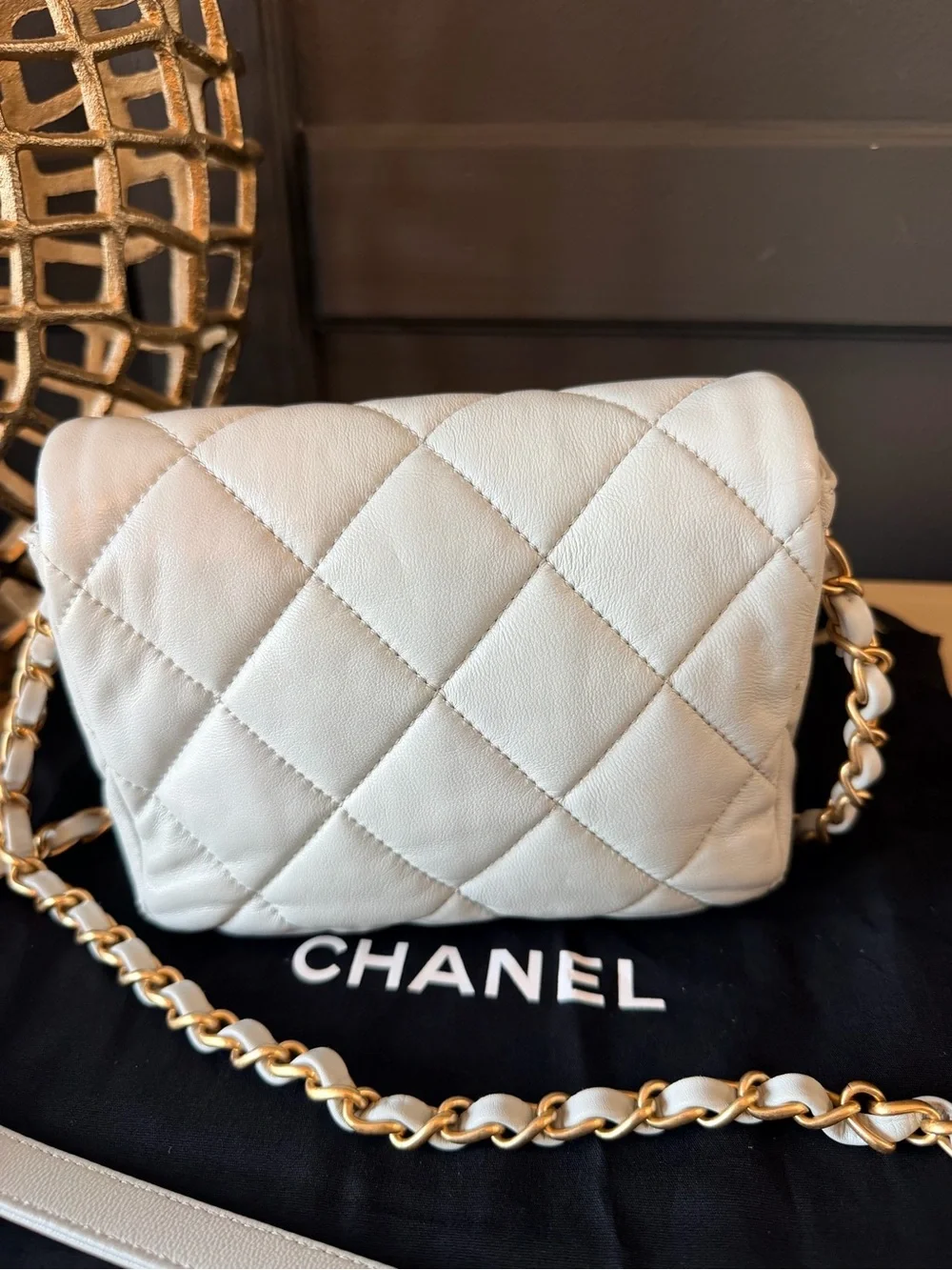 Chanel 22S Baby Blue Lambskin Plexiglass Coco Love Mini Flap | Microchipped ✨ - Picture 4 of 11